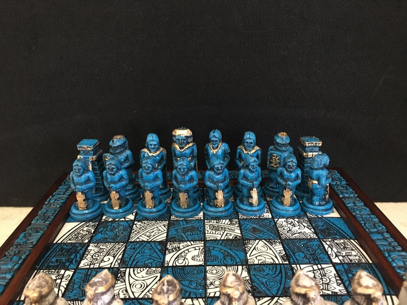 Handmade Wooden Chess Set Luxury Stone and Resin Chess Pieces and Case ...