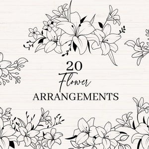 Floral arrangement svg, png, jpg | Flower svg bundle | Floral border svg | Flower bouquet svg | Floral bundle clipart | Commercial use