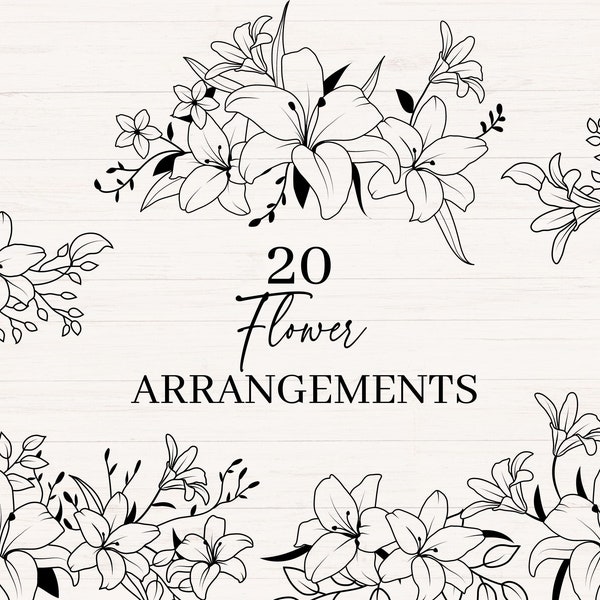 Arrangement floral svg, png, jpg | Paquet de fleurs svg | Bordure florale svg | Bouquet de fleurs svg | Clipart de paquet floral | Un usage commercial