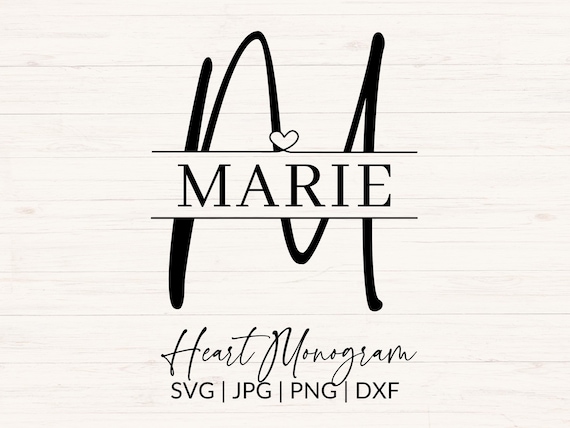 Heart Split Monogram, Script Split Monogram, Handwriting Monogram, Minimalist Split Monogram, svg, jpg, png, dxf, Cut Files, Alphabet Bundle