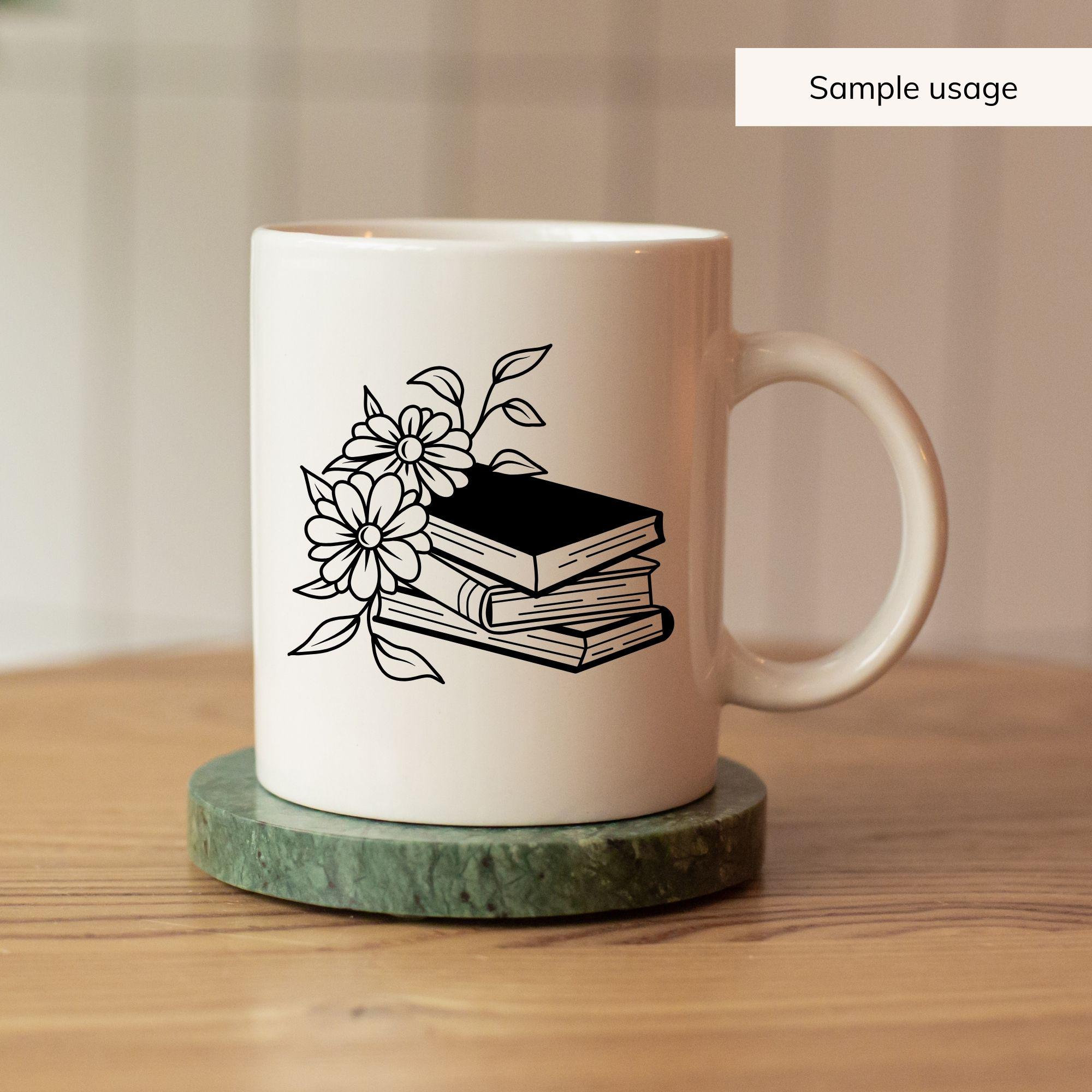 Books SVG Bundle, Book Lover Clipart Svg, Png, Dxf, Books With Flowers ...