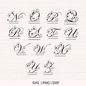 Orchids Split Monogram Svg, Png, Dxf, Floral Monogram Clipart, Orchid ...