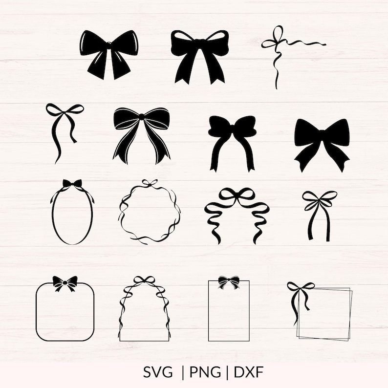 Best Ribbons Dxf Coquette Ribbon SVG Bundle, Ribbon Banner SVG, 30 Hand-drawn Ribbons ...
