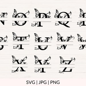 Butterfly Split Monogram Svg, Jpg, Png, Butterfly Monogram Clipart ...