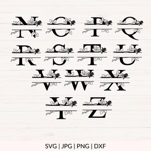 Rose Split Monogram Svg, Jpg, Png, Floral Monogram Clipart, Rose Letter ...