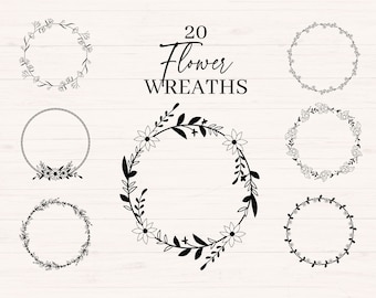 Wreath svg, Circle svg Bundle, Floral Wreath svg, Wedding Wreath svg, Wreath Monogram svg, Circle Frame, Wreath Clipart, Flower Border svg