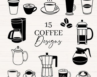 Coffee svg bundle, Coffee svg, png, jpg, dxf, Coffee cup, Coffee maker, French press, Coffee pot, Kettle, Coffee beans, Latte, Cappuccino