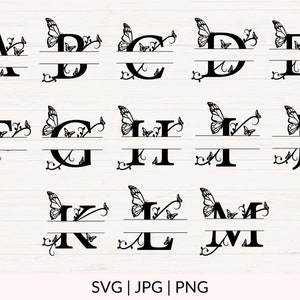 Butterfly Split Monogram Svg, Jpg, Png, Butterfly Monogram Clipart ...