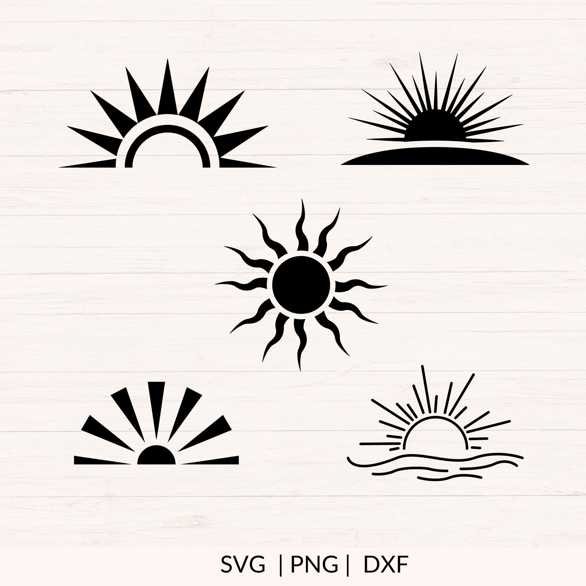 Sun Rise Dxf Sunrise Svg Bundle, Sunset Svg, Png, Jpg, Dxf, Sunlight Clipart, Sun ...