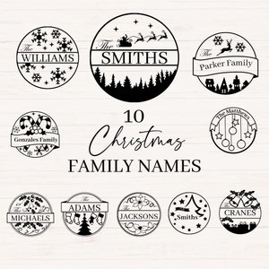 Weihnachten Familie Name svg bündel, Rundes Weihnachten Familie Name svg, png, jpg, dxf, Familie Weihnachtsverzierung, Weihnachtstür Monogramm