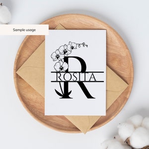 Orchid Split Monogram Svg, Png, Dxf, Floral Monogram Clipart, Orchids ...