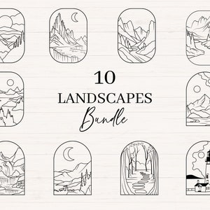 Landschap svg, jpg, png, dxf, bergen svg clipart, landschappen bundel svg, natuur svg, snijbestanden commercieel gebruik