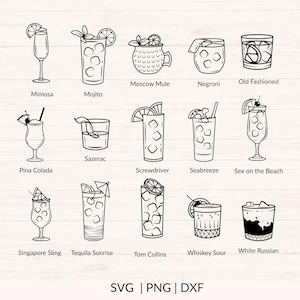 Cocktail svg Bundle, Bar Drinks Clipart, Cocktail Glasses svg, png, dxf, Party svg, Summer Drinks svg, Cutting Files image 3