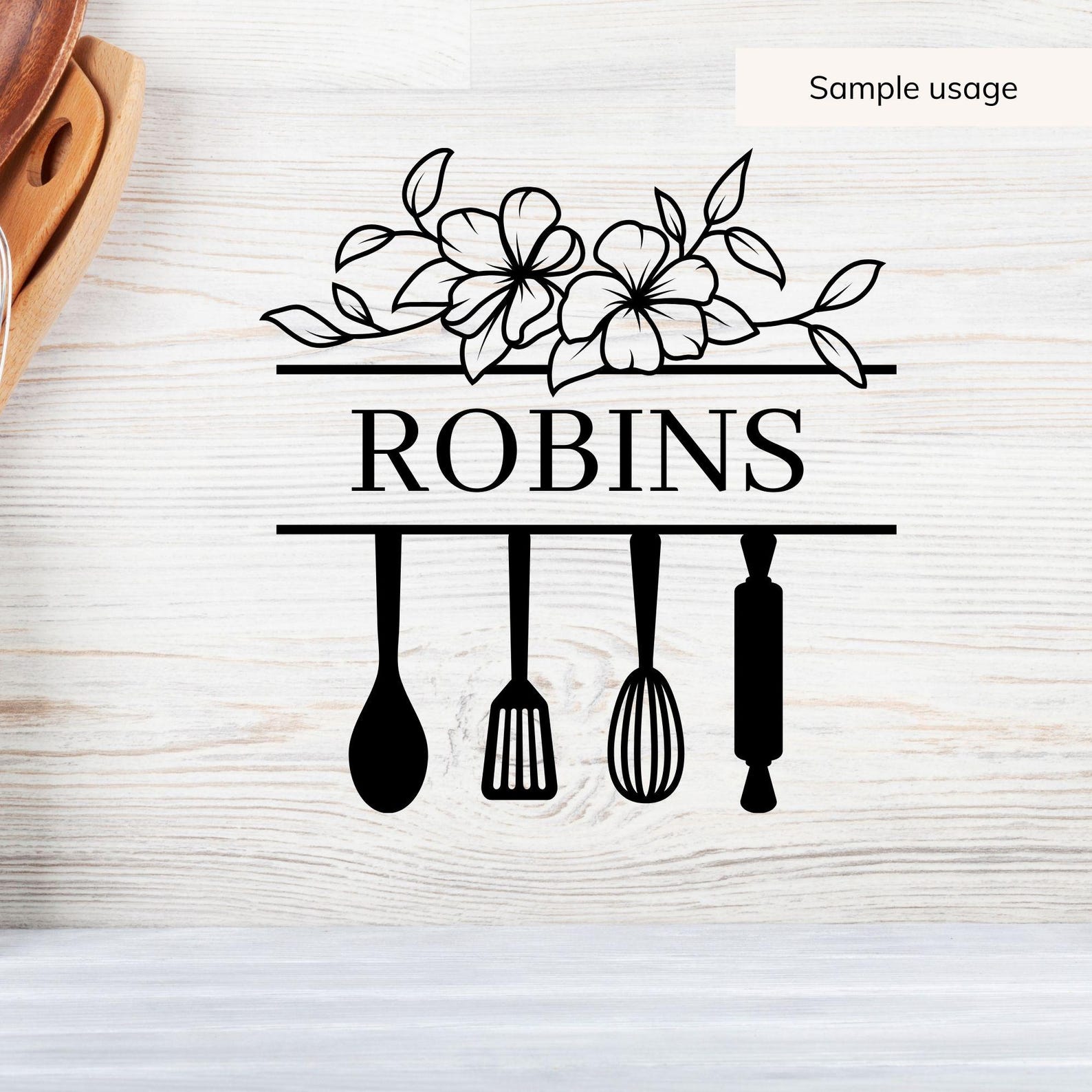 Kitchen Monogram SVG Bundle, Personalized Kitchen Sign, Custom Kitchen ...