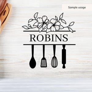 Kitchen Monogram SVG Bundle, Personalized Kitchen Sign, Custom Kitchen ...
