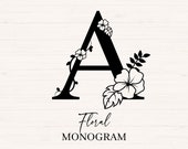 Floral Monogram svg, jpg, png, Flower Monogram Clipart, Floral Letter Graphic, Alphabet Bundle, Name Monogram, Commercial use