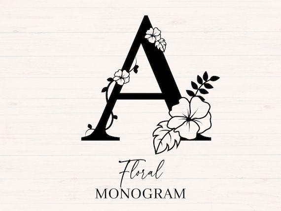 Floral Monogram svg, jpg, png, Flower Monogram Clipart, Floral Letter Graphic, Alphabet Bundle, Name Monogram, Commercial use