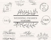 Wedding Frame svg Bundle, Wedding Name Border svg, 10 Elegant Floral Name Frames svg, png, dxf, Family Name svg, Wedding Invitation