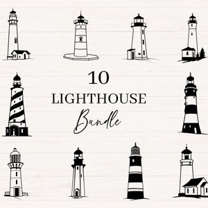 Phare svg, jpg, png, dxf, phare bundle clipart, svg nautique, phare coupe fichier, utilisation commerciale