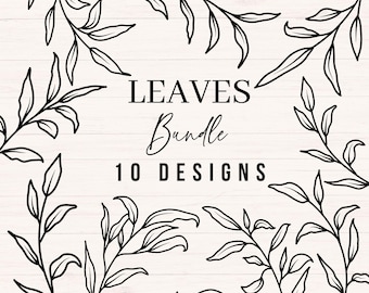 Leaves and Twigs SVG Bundle, Hand Drawn Botanical Designs, Leaf Clipart, Nature Accents, Wedding Invitation, Commercial Use, png, dxf, svg