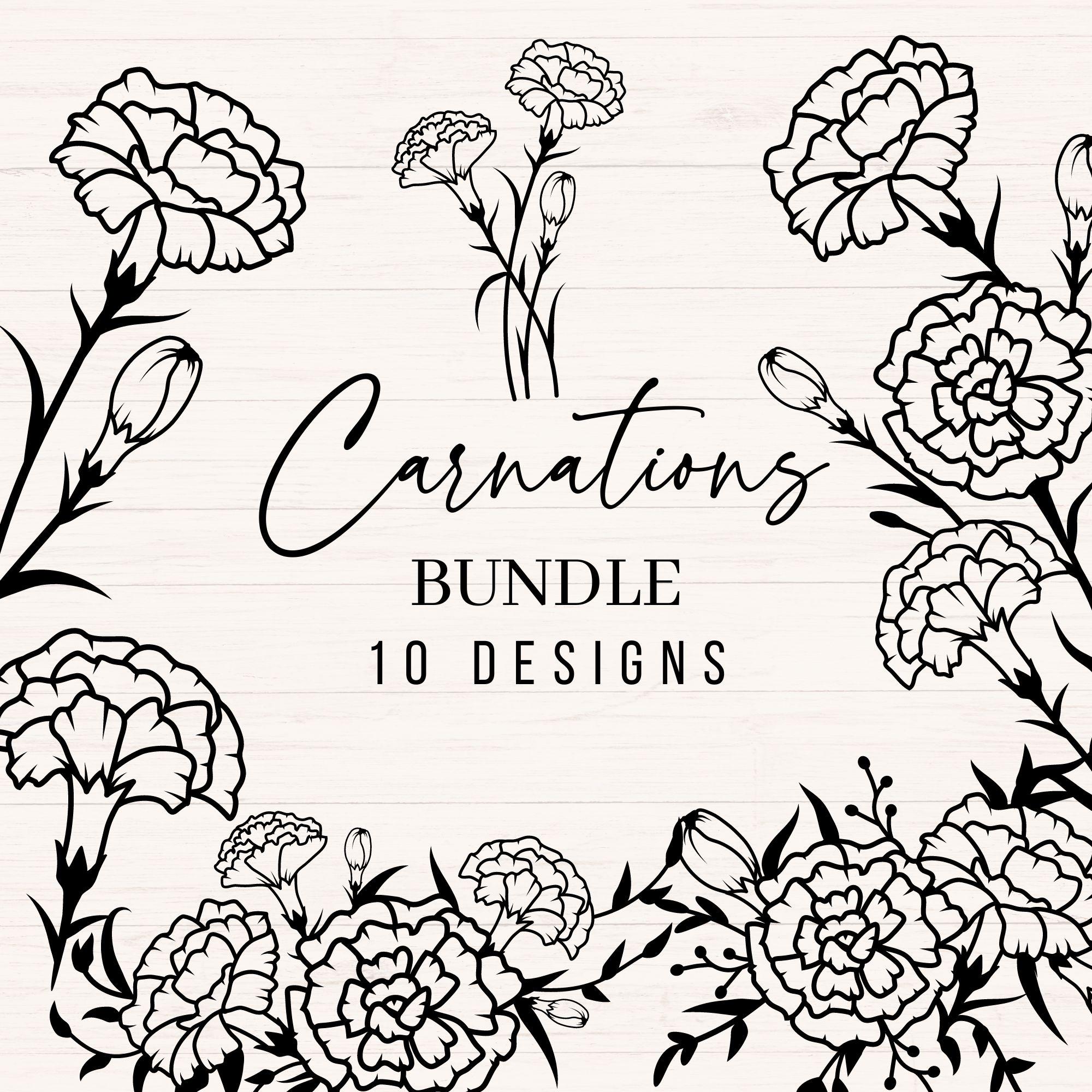 Carnation svg bundle, Carnations svg, Carnation Bouquet svg, January Birth Month Flower, Wedding Flowers svg, Commercial cutting files