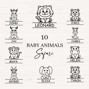 Babydieren svg, png, jpg, dxf, schattige dieren bundel, gesplitst frame, safaribundel, handgetekende babydieren, dierlijke clipart, commercieel gebruik