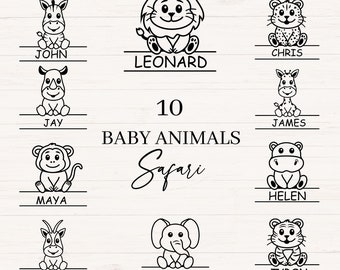 Baby animals svg, png, jpg, dxf, Cute animals bundle, Split Frame, Safari bundle, Hand drawn baby animals, Animal clipart, Commercial use