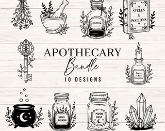 Apothecary SVG Bundle, Witchcraft svg, Halloween svg Bundle, Gothic svg, Mystical svg, Potion svg, Witchy Cut Files, svg, png, dxf