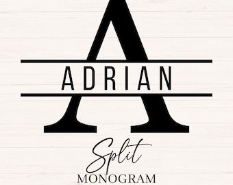 Split Monogram SVG, Unisex Monogram SVG bundel, 26 letters, Monogram alfabet PNG, Split Frame Monogram, commercieel snijden bestand