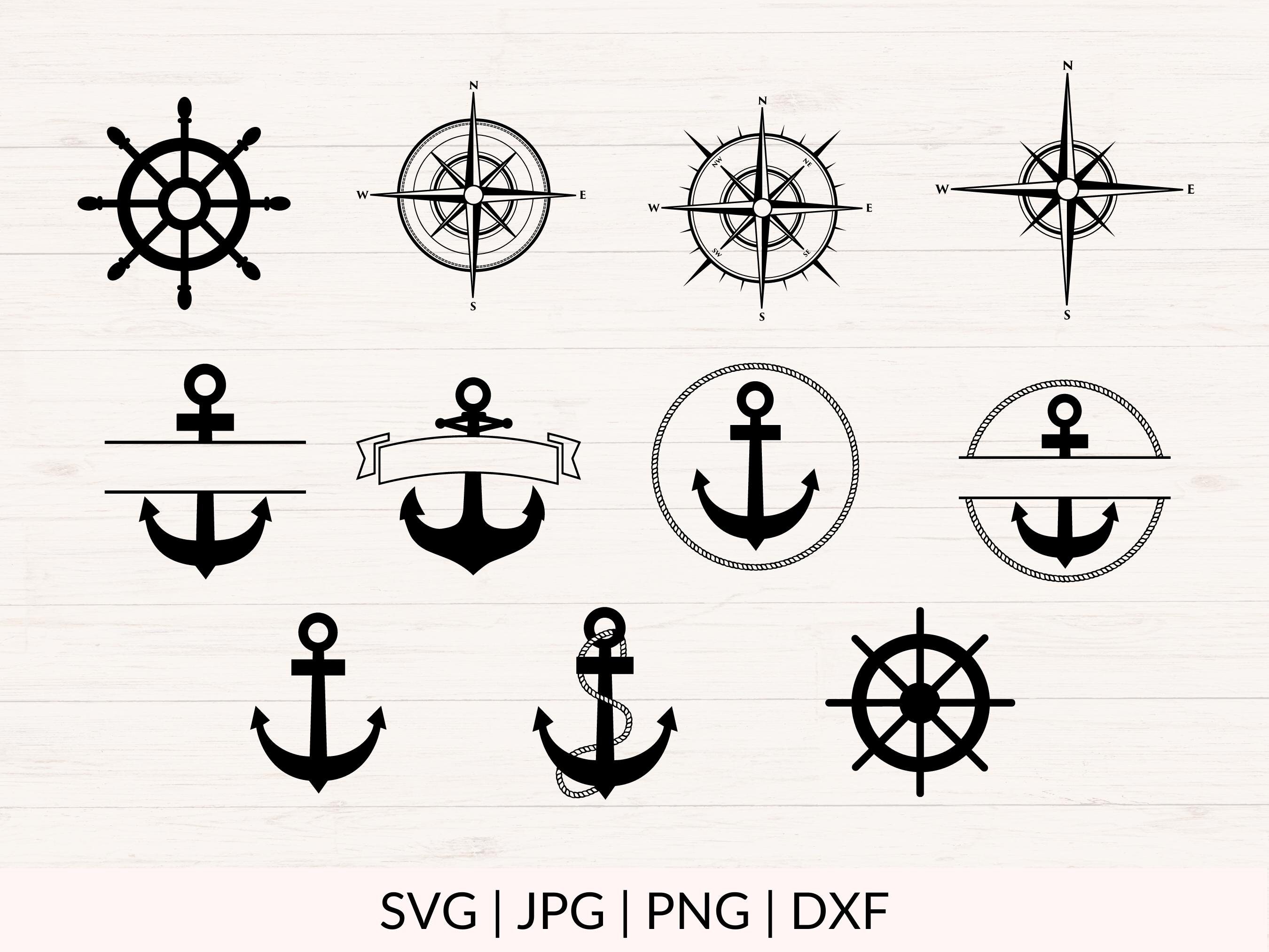 Svg Rounds Nautical Nautical Bundle Svg, Jpg, Png, Maritime Svg, Anchor, Lighthouse, Whale ...