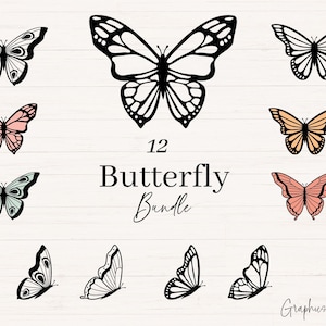 Ensemble de svg papillon, svg papillons, png, jpg, svg papillon en couches, clipart papillon, tatouage papillon, fichiers papillon pour cricut