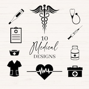 Infirmière svg, png, jpg, médecin svg, icônes infirmière, lot d&#39;icônes médecins, travailleur de la santé svg, fichiers de découpe pour usage commercial