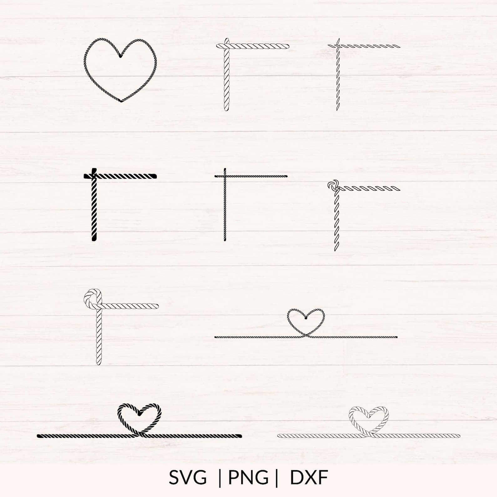 Rope Svg Bundle, Ropes Svg, Png, Dxf, Rope Clipart for Borders and ...