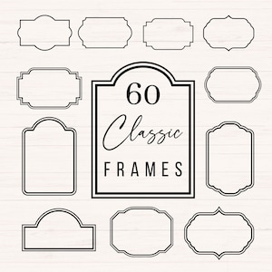 Pacchetto svg cornici classiche, etichette svg, cornici vintage, bordi etichette, cornici decorative, pacchetto svg cornici, banner clipart, uso commerciale