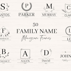 Familienname Monogramm Rahmen Bundle, Familienname Rand svg, jpg, png, Nachname Rahmen Rand, SVG Bundle für kommerzielle Nutzung