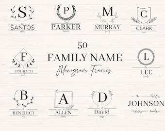 Family name monogram frames bundle, Family name border svg, jpg, png, Last name frame border, SVG bundle for commercial use