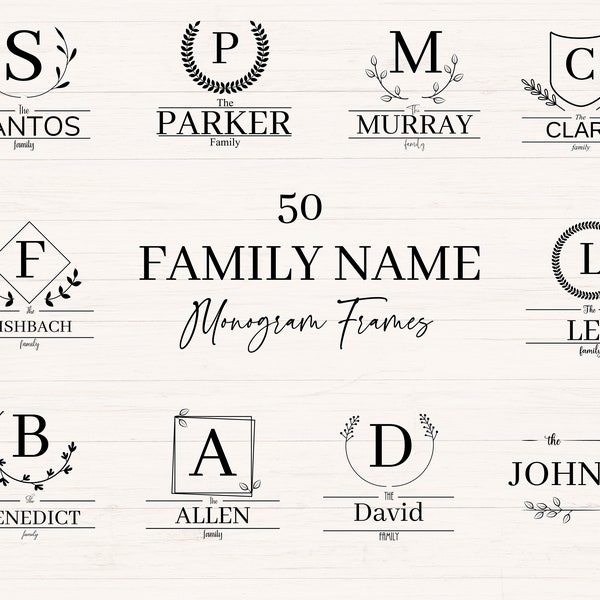 Family name monogram frames bundle, Family name border svg, jpg, png, Last name frame border, SVG bundle for commercial use