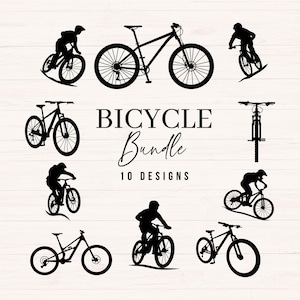Bundle de svg VTT, vélo, svg VTT, png, fichiers dxf, clipart vélo pour Cricut ou Silhouette, modèles de Trail Rider