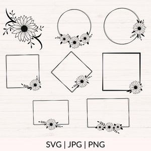 Sunflower Bundle Svg, Jpg, Png, Sunflowers Svg, Sunflower Frame Border ...