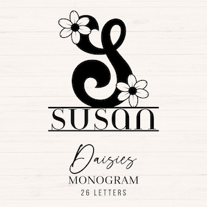 Daises Monogram SVG, Daisy Alphabet, Daisy Letters, Flower Monogram SVG, Flower Alphabet, Madeliefjes Flower Monogram, Commercieel Cutting File