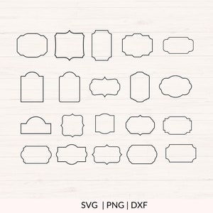 May include: A set of 20 black and white outline frames, perfect for adding a touch of elegance to your designs. These frames are ideal for creating labels, tags, or other decorative elements.