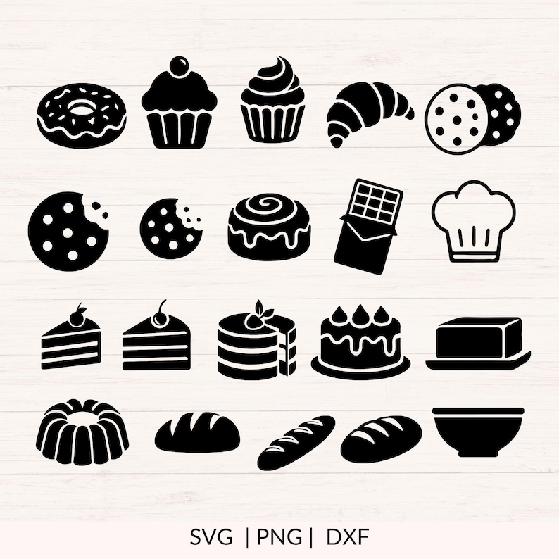 Baking Icons SVG Bundle (40 Designs) | Bakery Svg, Baking Clipart ...