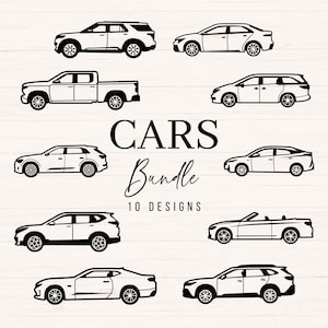 Autos svgbund, Auto Clipart Bundle, Autos svg, png, jpg, dxf, Auto Vektor, Auto Illustration, Fahrzeuge svg, Schnittdateien kommerzielle Nutzung
