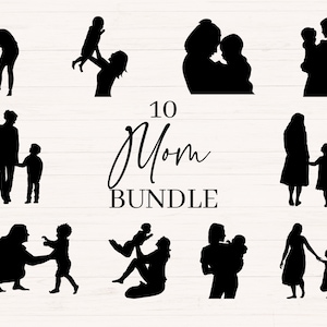 Paquete de mamá svg, jpg, png, silueta de mamá svg, madre svg, imágenes prediseñadas de madre e hijo, mamá svg, archivos de corte de mamá, vector de madre