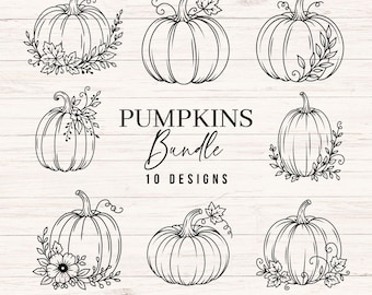 Pumpkin SVG Bundle, Fall svg, Floral Pumpkin svg, Autumn Clipart, Pumpkin svg, png, dxf, Engraving or Cut File, Thanksgiving Decor