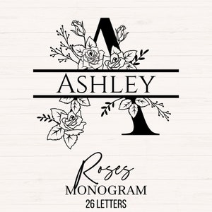 Rosen-Monogramm-Svg, Rosen-Alphabet, Rosen-Svg, Rosen-Buchstaben, Blumen-Monogramm svg, Blumen-Alphabet, Rosen-Monogramm, kommerzielle Schneiddatei