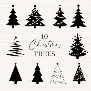 Pacchetto SVG albero di Natale, Natale SVG, png, jpg, dxf, pacchetto clipart alberi di Natale, File tagliati Cricut, Silhouette, Uso commerciale