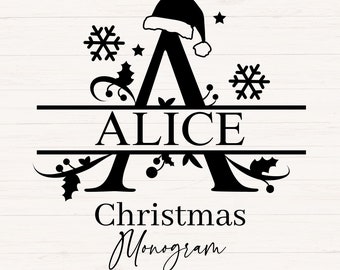 Christmas monogram svg bundle, Christmas name svg, png, jpg, dxf, Christmas split monogram, Christmas alphabet, Christmas letter
