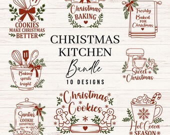Christmas Kitchen Svg Bundle, Christmas Baking Svg, Holiday Kitchen Svg, Christmas Cooking Svg, Christmas Decor, Christmas Cookie, png, dxf