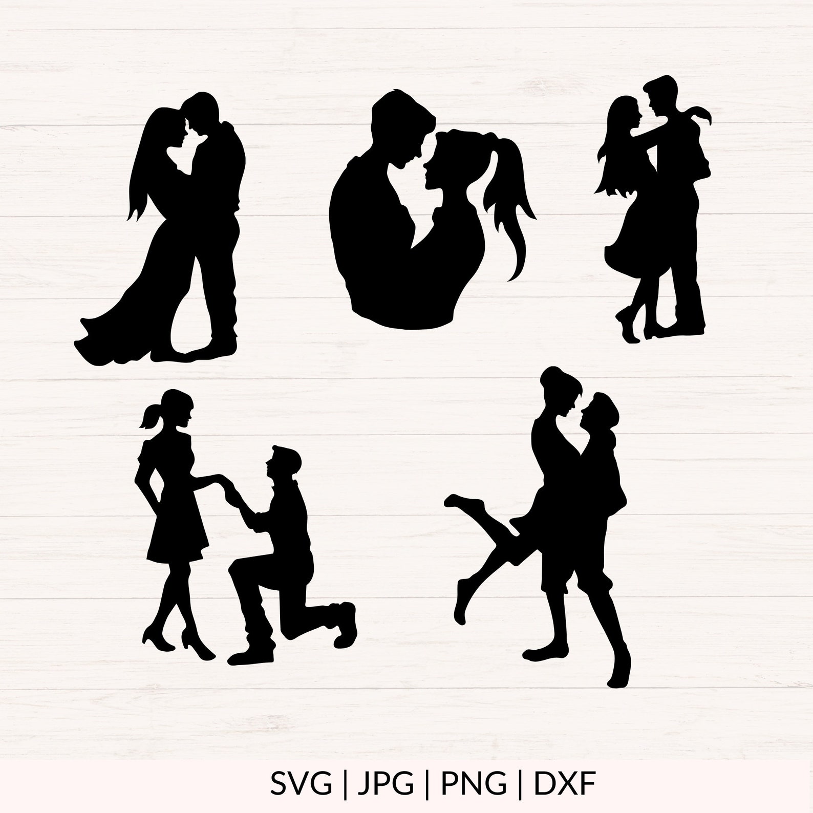 Romantic Vector Dxf Couple Silhouette Svg Bundle, Romantic Svg, Valentines Svg, Lovers Svg ...
